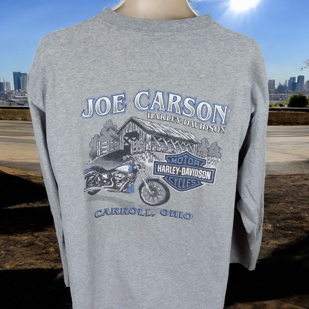 Vtg Harley Davidson Motorcycle Carrol Ohio Long sleeve Shirt Size XL